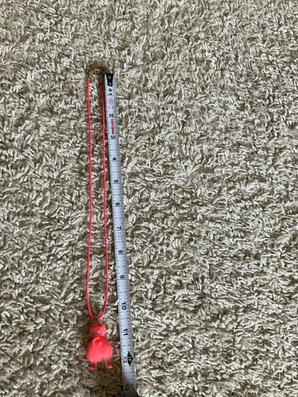 J.CREW CREWCUTS FUZZY MONSTER PENDANT NECKLACE. CORAL.